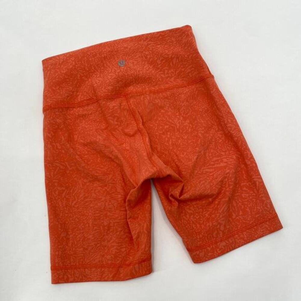 Lululemon orange printed high waisted biker shorts‎